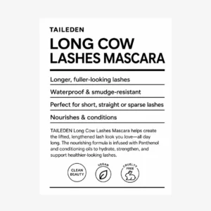 TAILEDEN Waterproof Lengthening Mascara, Nourishing Long-Lasting Formula for Lifted, Fuller-Looking “Cow Lashes”