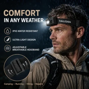 TAILEDEN Rechargeable LED Headlamp – Motion Sensor & 5 Light Modes