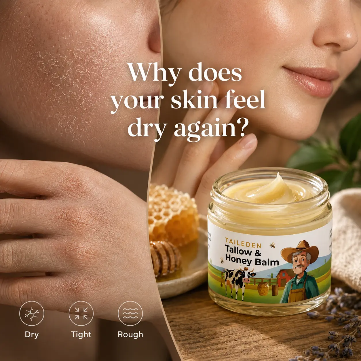 TAILEDEN™ Tallow & Honey Deep Moisture Balm – Nourish, Repair & Lock In Lasting Hydration